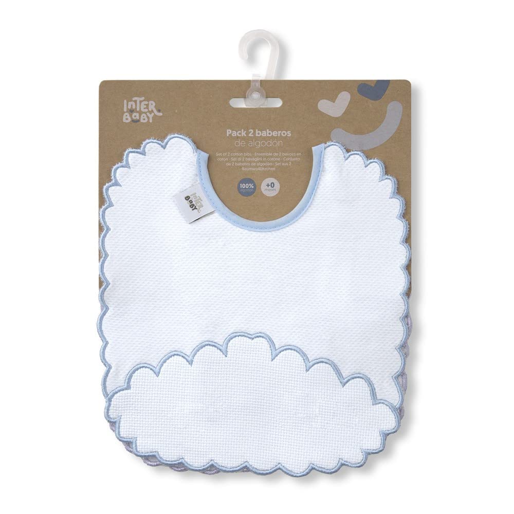Interbaby Pack of 2 Nubecita Bibs in Blue and Grey