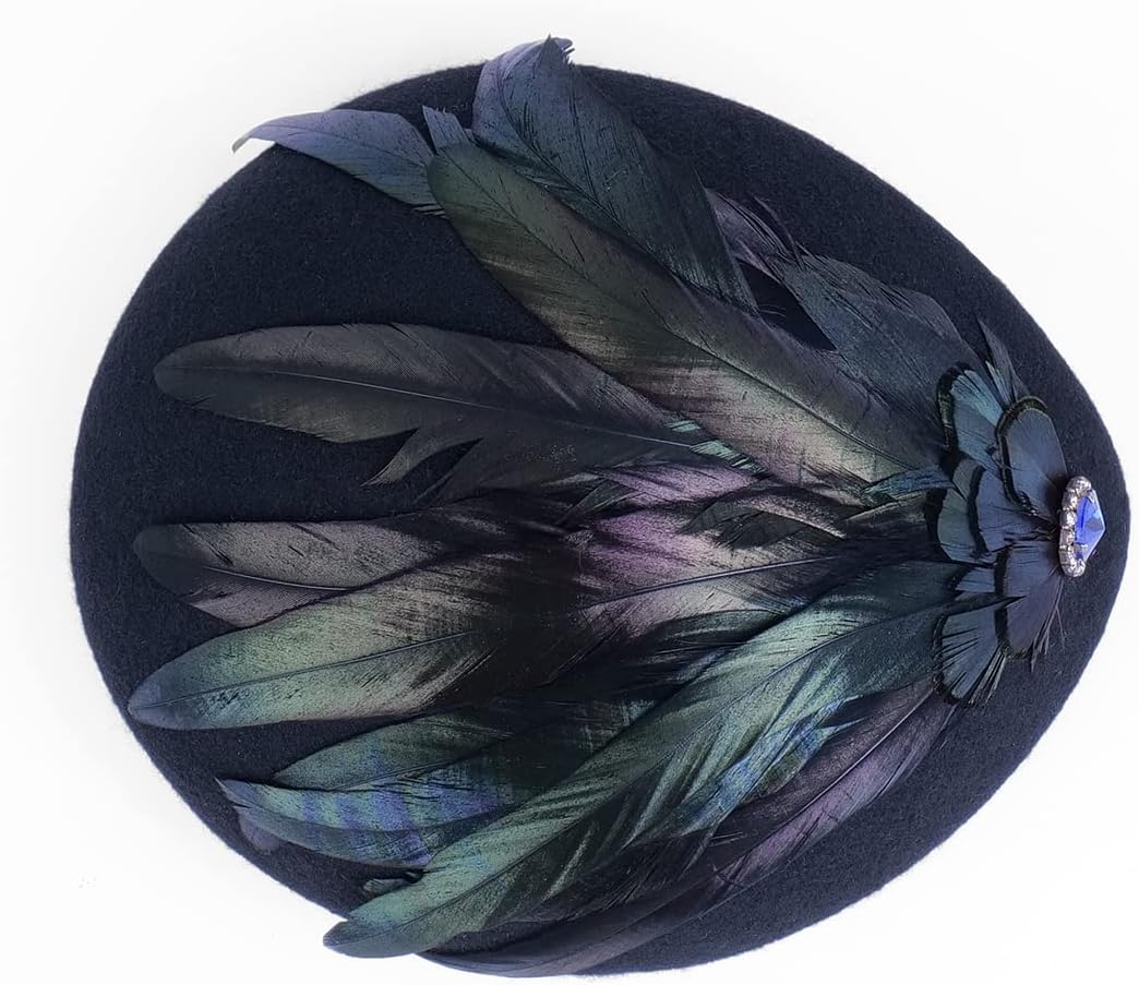 Womens Wool Felt Pillbox Hats Vintage Fascinators for Women Tea Party Hats 1950s Church Derby Hat with Feather Fedoras - Image 9