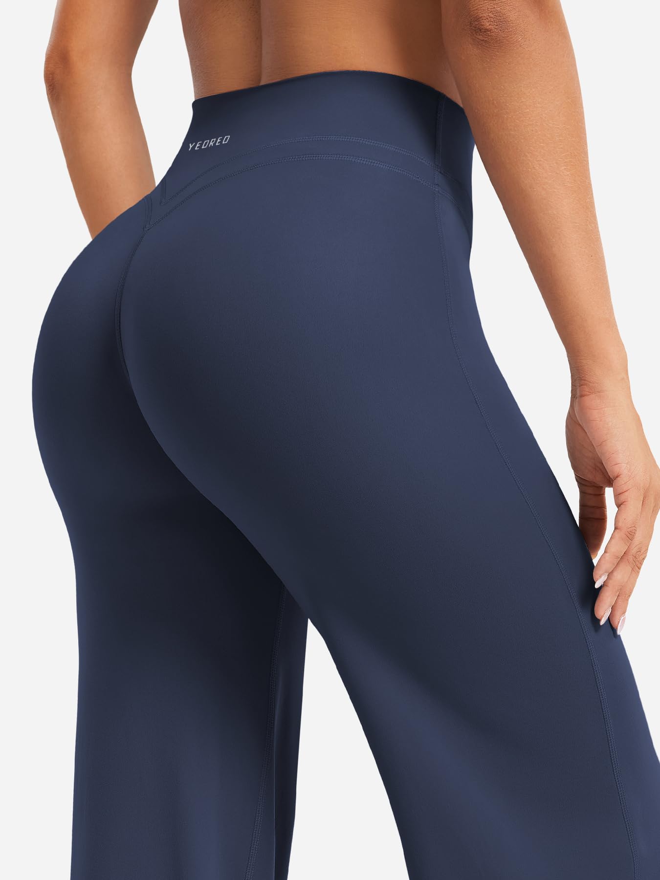 YEOREO Legging droit invisible pour femme, taille haute, sans couture avant, jambe large, opaque, élastique, évasé, doux, sans couture, pantalon de sport