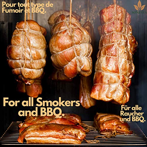 SONESTA 1 KG Premium Räucherspäne Räuchern Buche + Erle, 100% Natürlich 0,4-1,0 mm rauchaktives Räucherholz, Smoking Räuchermehl Smoke Smoker Zubehör für jeden Räucherofen wie Weber Napoleon Borniak