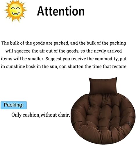 Miniatura 2 de Cojín de repuesto para silla de huevo, café, reemplazo de cojín redondo para silla de columpio, cojín de asiento de silla de hamaca, cojín de