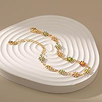 Vista 14 de Delicadas pulseras de oro para mujer, chapado en oro 18, ajustable, mal de ojo, mariposa, cuentas, perla, corazón, turquesa, hecha a mano para mujer