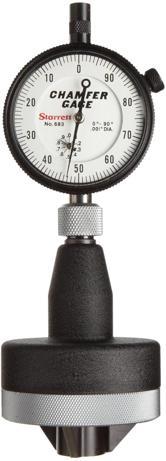 Starrett Inch Reading Dial Indicator Internal Chamfer Gage - White Face, 1-2" Range, .001" Graduations, 0-90�-Degree Angle - 683-4Z