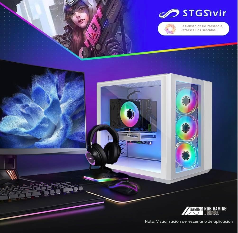 STGsivir PC Gaming, Ordenador de Sobremesa Gaming, Core i7 hasta 3.9 GHz, Nvidia RTX 3060 12GB GDDR6, 16GB RAM, 1TB SSD, WiFi 6, BT 5.0, Windows11 Pro