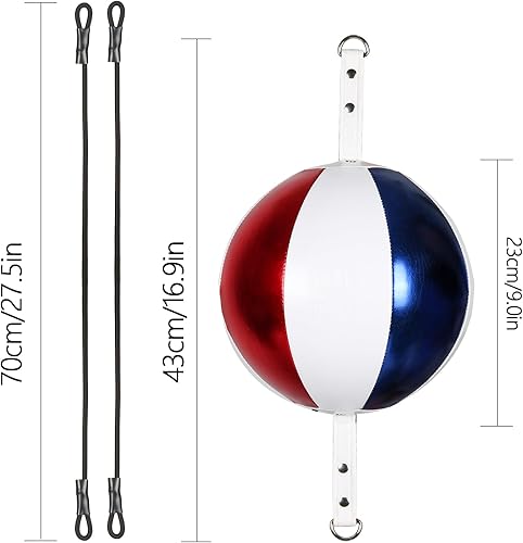 Miniatura 30 de InnoLife Kit de saco de boxeo de doble extremo, kit de reflejo de golpe de velocidad con cuerdas elásticas perfecto para entrenamiento de reacción