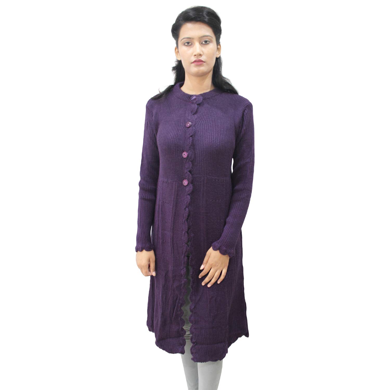 matelco Women Woollen Long Cardigan Shrug -Mauve, Free Size-picture-11
