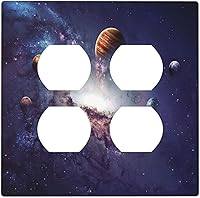 Vista 97 de Cubierta de Placa de Pared de 2 Pandillas de Mármol Abstracto, Placa Frontal de Interruptor de Luz Eléctrico Decorativa en Azul Marino y Oro