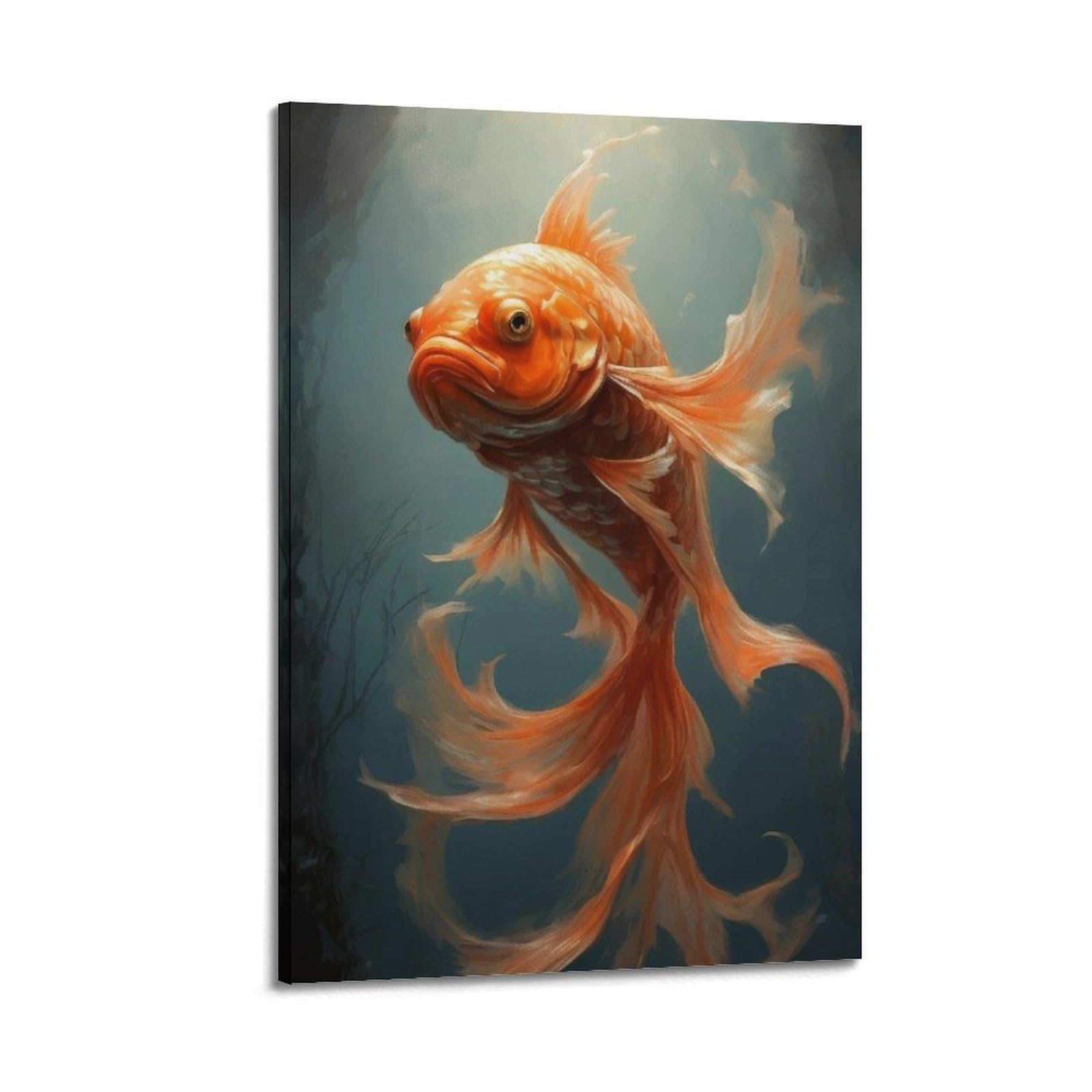 WPHSFX Marine Animal Poster Serene Koi Fish Poster Decorative Painting Canvas Wall Posters And Art Picture Print Modern Family Bedroom Decor Posters 24x36inch(60x90cm)
