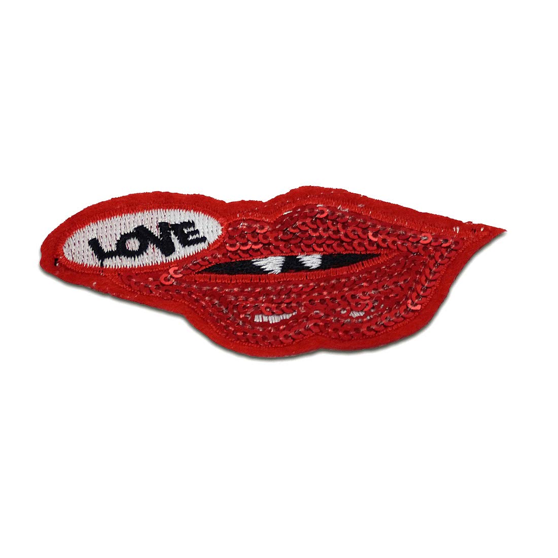 Toppa Termoadesiva Con Paillettes Rossetto – Patch Ricamata 8,7x3,6 Cm Per Vestiti, Jeans E Borse