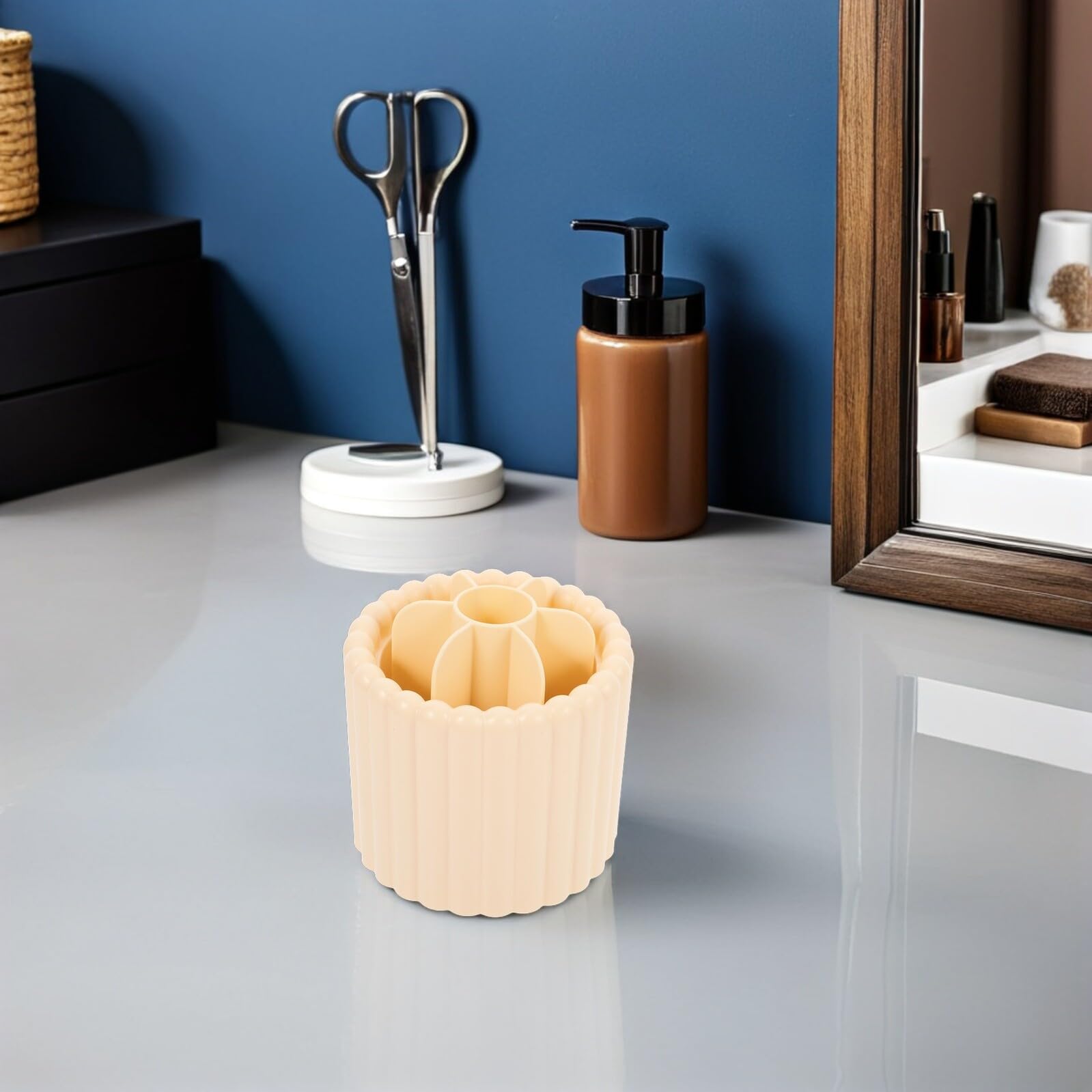 2piezas Caja de Almacenamiento Giratoria para Bolígrafos y Brochas de Maquillaje Organizador de Tocador Compartimento para Cosméticos para Escritorio de Maquillaje