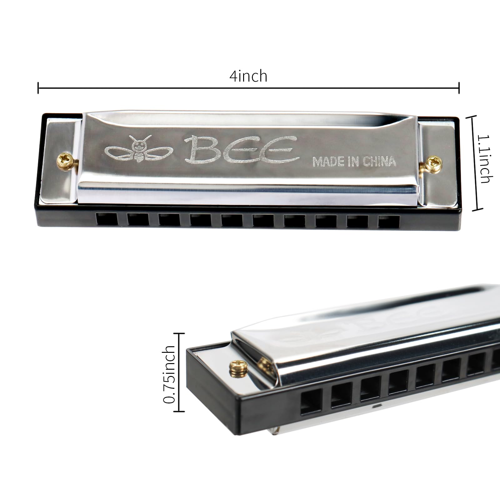 SYF-UN Harmonica, 10 Holes 20 Tones Mouth Organ Key of C Stainless Steel Mini Blues Harmonica for Kids Adults Beginners and Performers - Image 2