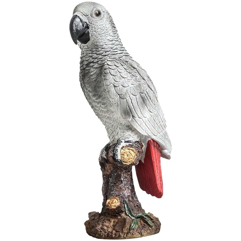 Sslvya Resin Parrot Figurine Realistic Parrot Statue Decorative Desktop Ornament Animal Sculpture Bird Model for Garden Home Office Decor