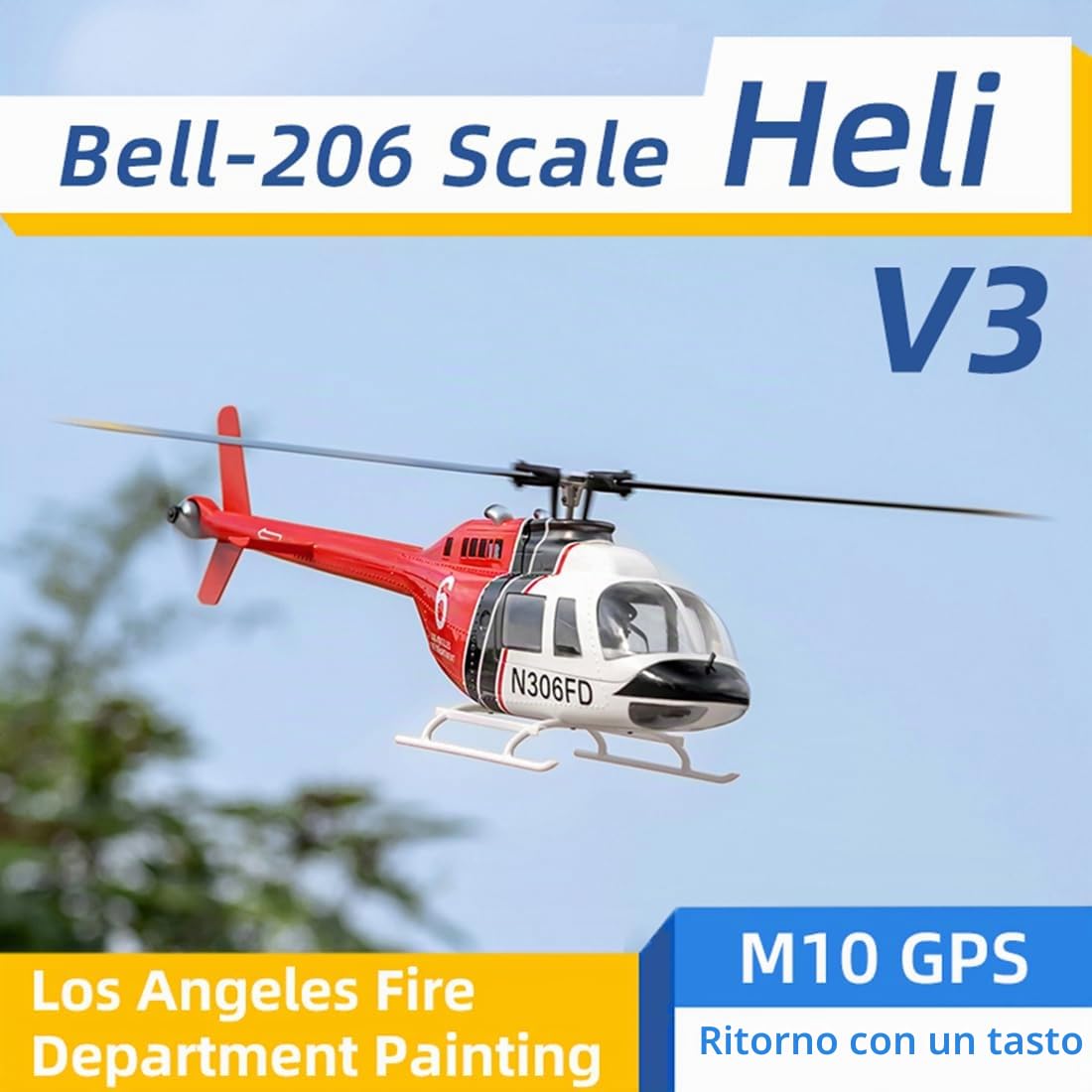 Elicottero RC Militare Bell-206-V3 470-Class per Adulti - Modello 2.4G 6CH Aereo Elettrico (Versione PNP)