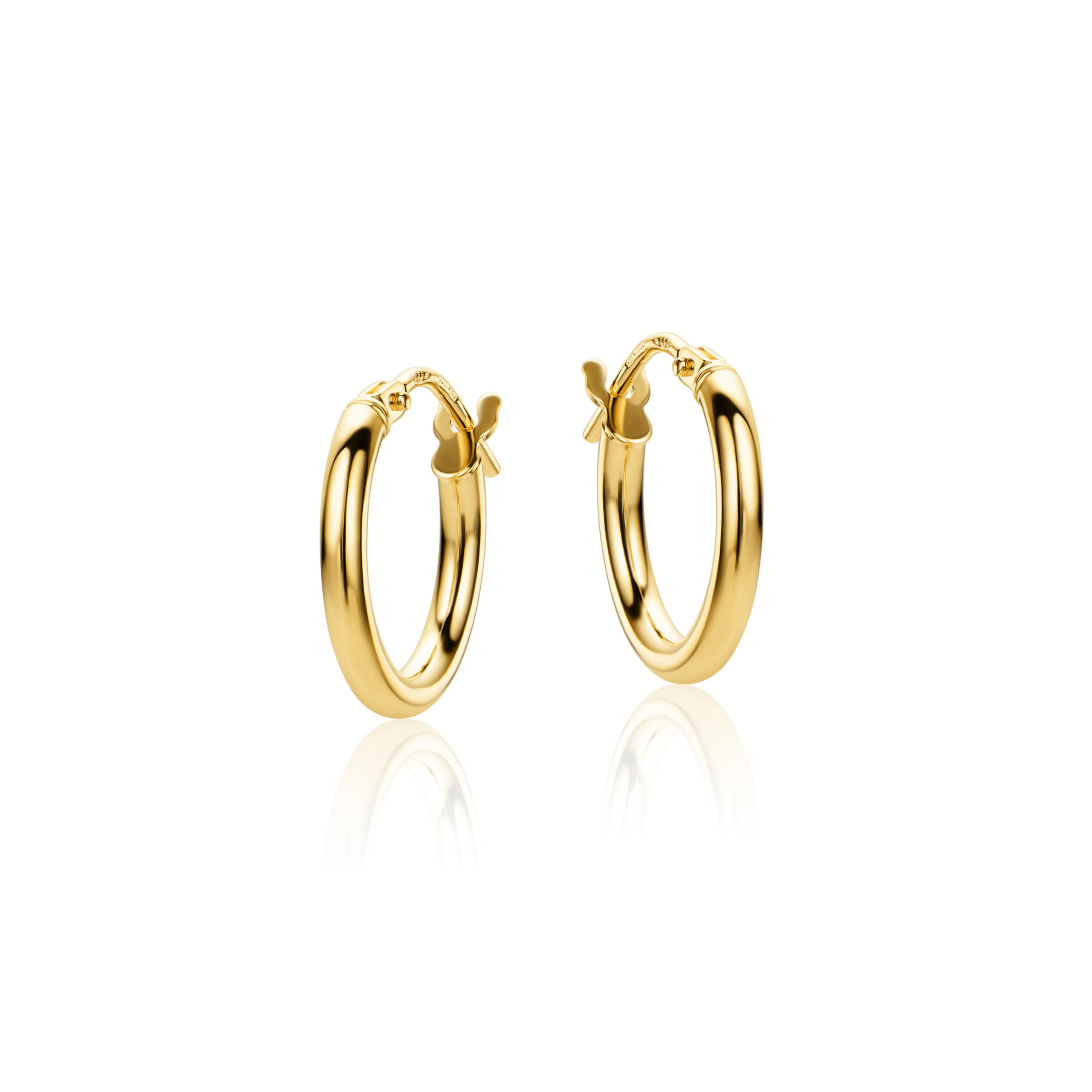 PRINS JEWELS Piccoli orecchini a cerchio da donna in oro giallo 375 9 carati | Orecchini in vero oro lucido dall'Italia