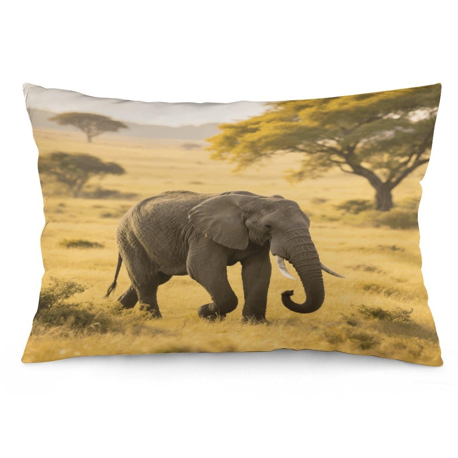 Elephant Throw Pillow Cover Soft Pillow Case Decorative Lumbar Pillow Cover Cozy Throw Pillowcase Polyester Rectangular Cushion Case Decor for Couch Sofa Bed
