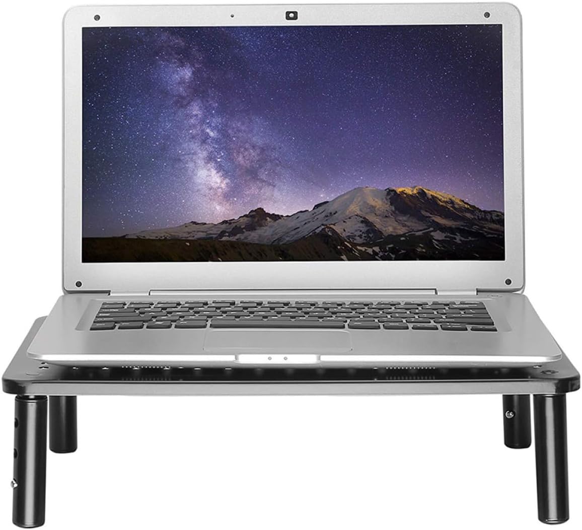 Height-adjustable Monitor Stand Level Ergonomic Riser for Desktop Computer Space-saving Ventilated Rack Organizer Installation for Office and Home Use