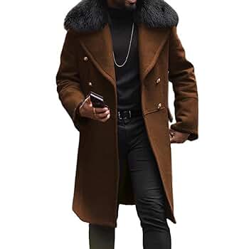 Maiyifu-GJ Mens Wool Blend Double Breasted Overcoat Classic