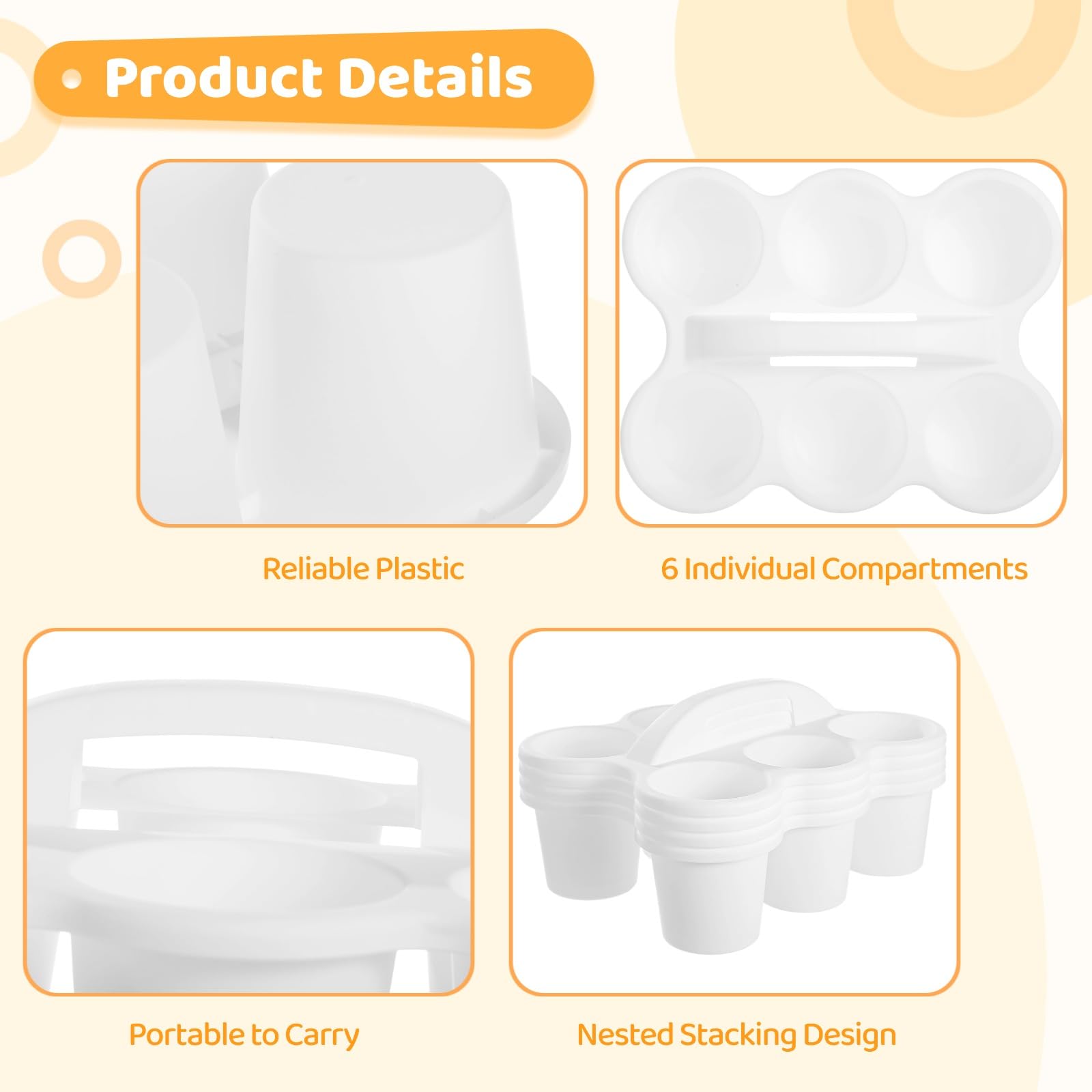 4 organizer da scrivania in plastica con manico, organizer a 6 scomparti, per cancelleria e matite, forniture artistiche per classe, ufficio, casa, cucina