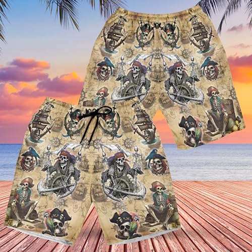Animal Lovers Mens Swim Trunks - Pirate Style Men's Summer Quick-Dry Swim Shorts with Pockets Series 032