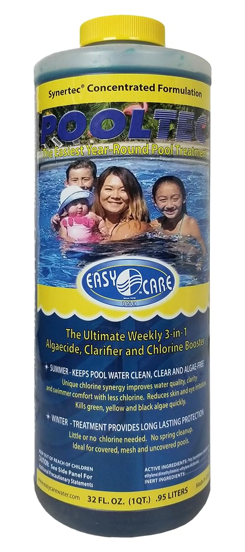 EASYCARE 30032 Pooltec Algaecide, Clarifier and Chlorine Salt Cell Booster, 32 Fl. Oz Bottle