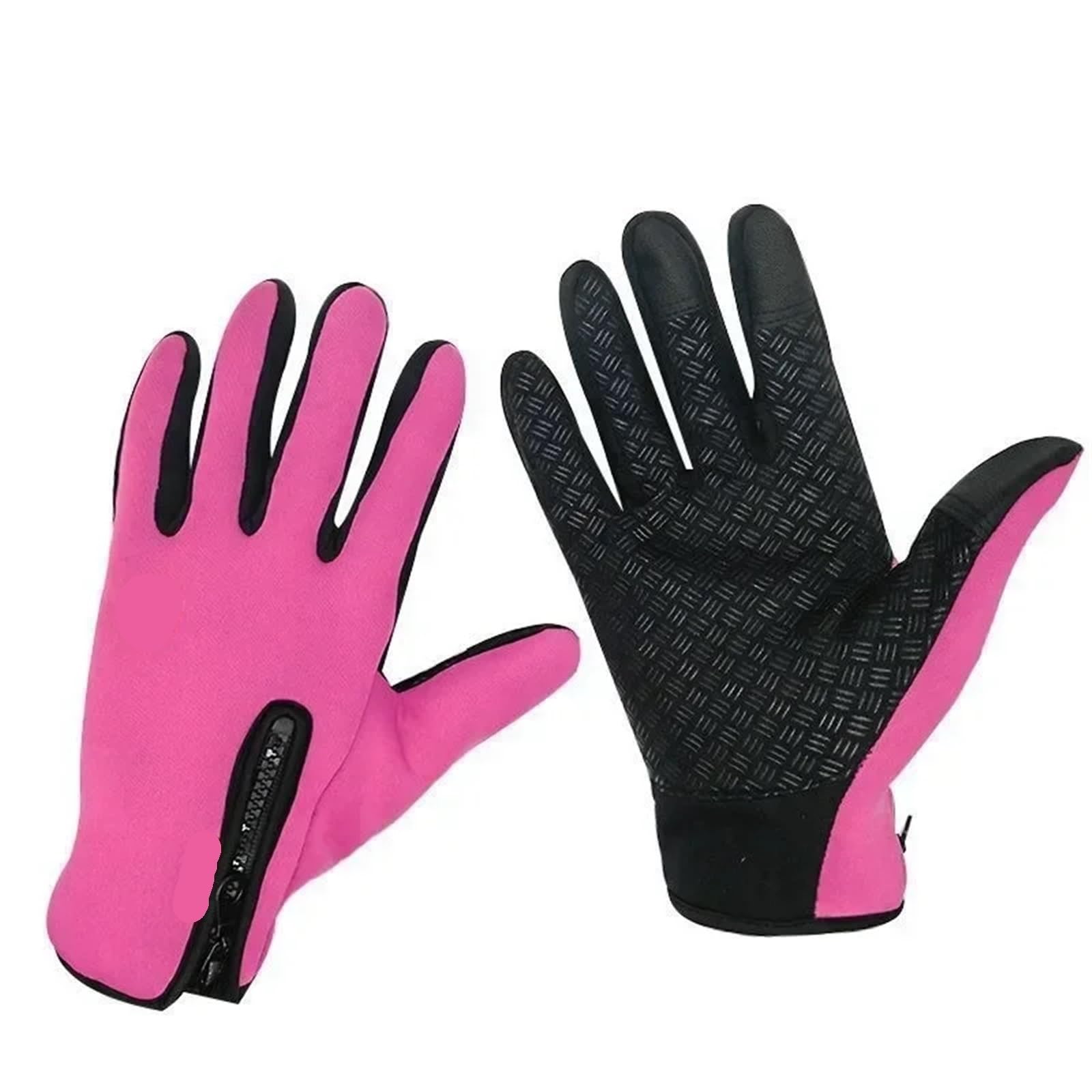 Gants d'escalade Gants de Moto for Hommes et Femmes, Coupe-Vent, antidérapants, Garde au Chaud, for Le Travail, Le Sport, Le vélo, Automne et Hiver pour Escalade(Rose Red,M)