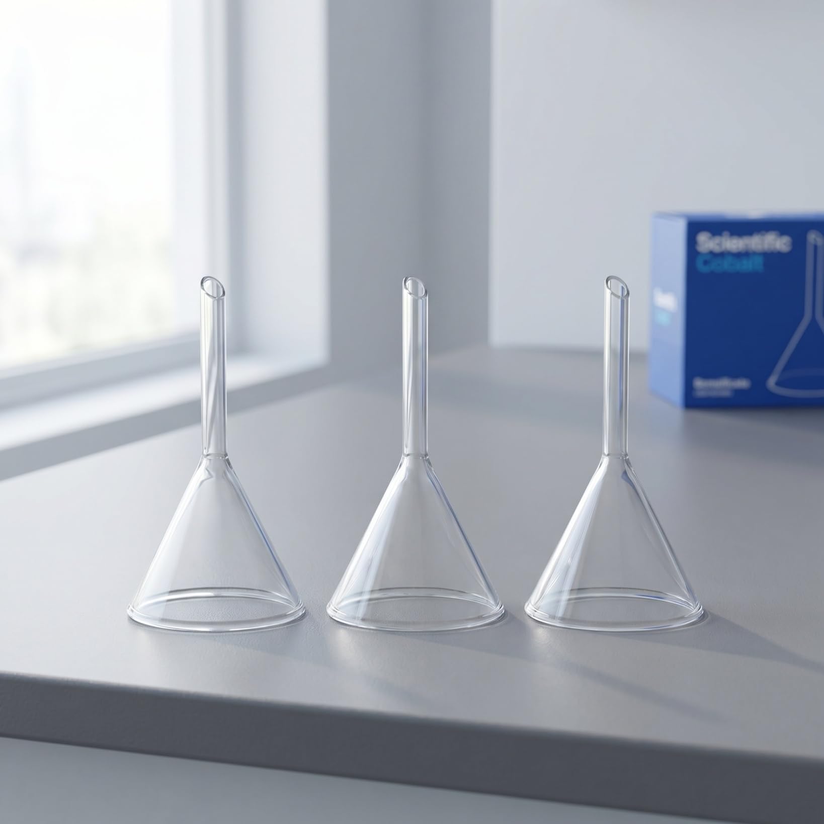ULTECHNOVO 3er Set Glastrichter Ø61mm Labortrichter aus Borosilikatglas Hochtemperaturbeständig Kleiner Trichter für Labor Ätherische Öle und Parfüm Abfüllen Glas Trichter Set