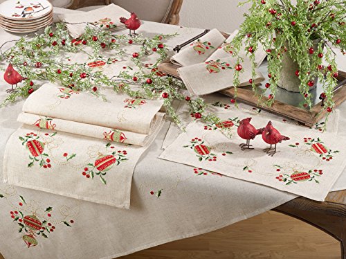 Servilletas de lino bordadas Saro Lifestyle set 4 20" miniatura 2