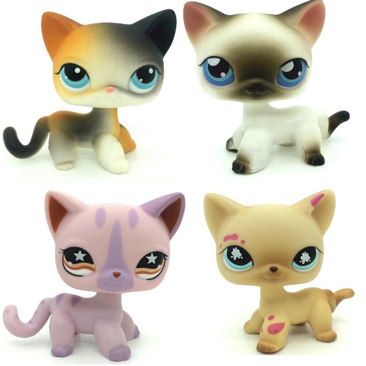 SUPTOFF4PCS LPS Toy Mini Pet Toys Short Hair Kitten Cat Collection Toys For Kids Birthday Thanksgiving Halloween Chirstmas XQ-50
