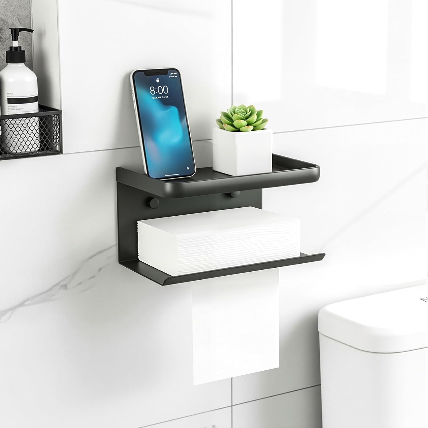 Wall Mounted Toilet Paper Storage Holder,Adhesive Or Screw Wall Mount Toilet Tissue Roll Holder,SUS304 Stainless Steel Rustproof Toilet Paper Holder (Toilet Paper Holder)