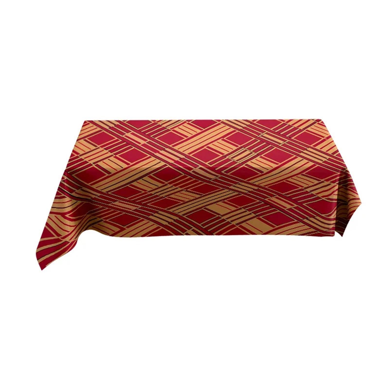 Zymjzbetic Striped Tablecloth Vintage Striped Tablecloth Geometric Pattern Dinner Table Cover for Home Decoration in Red Kitchen Decorations(160X280cm)