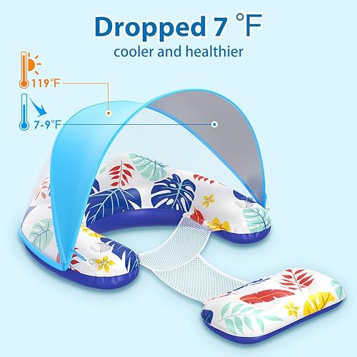Miniatura 5 de LAYCOL Premium Pool Floats Adult with Canopy - Stylish Pool Lounger - Heavy Duty Pool floaties for Adults - Beach Floats Pool Chair Swimming Pool