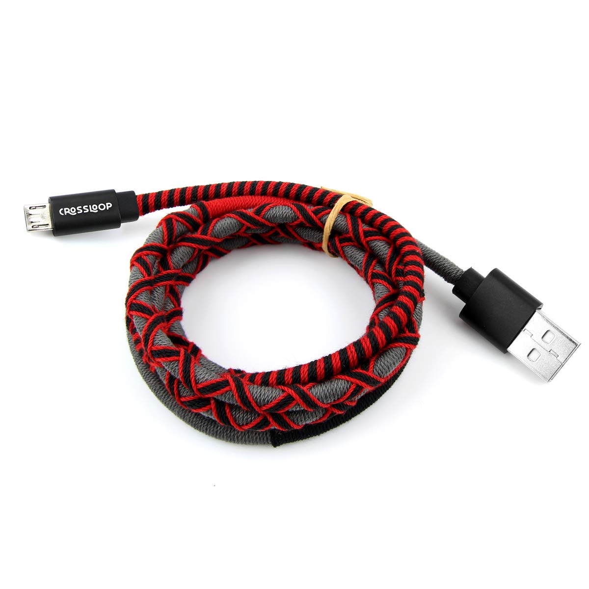 Crossloop PowerPro Designer USB A to Micro USB Charging Cable, 1 Meter (Red,Black & Grey)