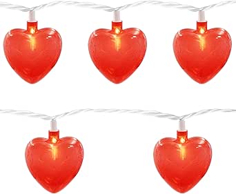 Couah 8.5Ft Red Heart String Lights with 10 Red 3D LED Heart Lights ...