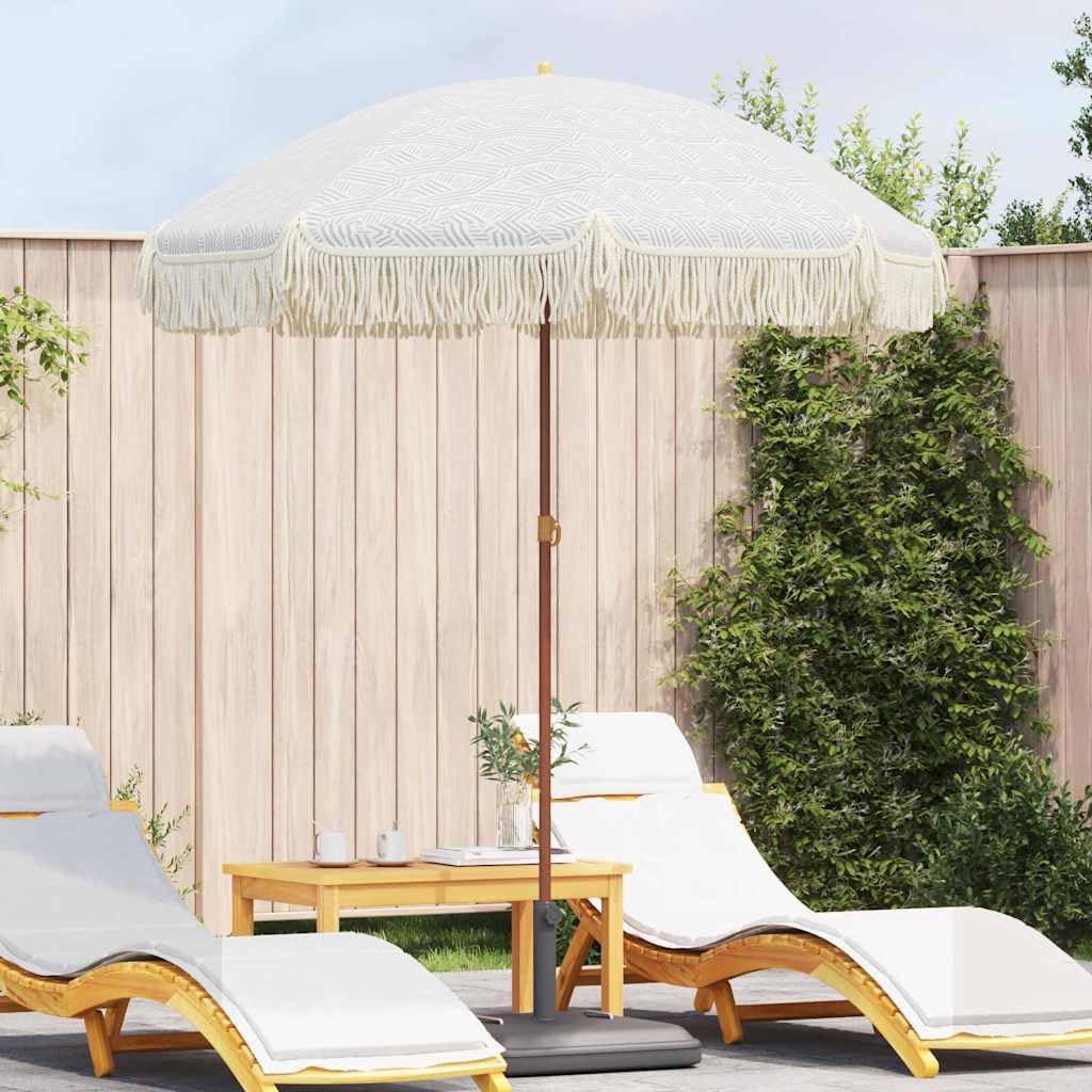 Strandparasol Neigbar und Höhenverstellbar - Runder Sonnenschirm aus Polyester und Stahl für Garten, Terrasse und Strand - Strandschirm Grau Weiß, 160x160x196 cm