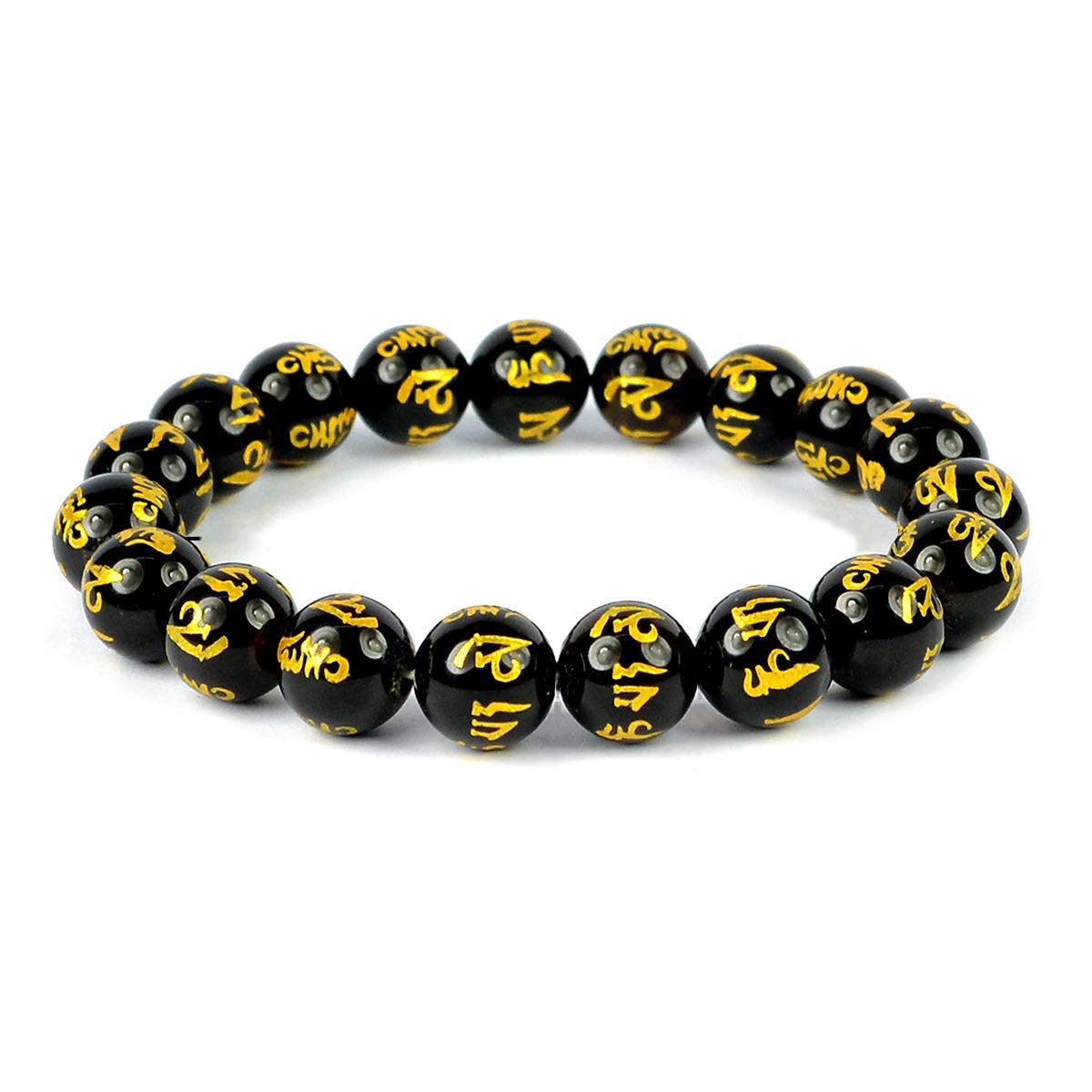 Reiki Crystal Products Black Onyx Bracelet | Om Mani Bracelet | Om Mani Padme Hum Bracelet Engraved 10 mm Beads Crystal Stone Bracelet (Color : Black) (B08GHQ6SM5) Amazon Price History, Amazon Price Tracker