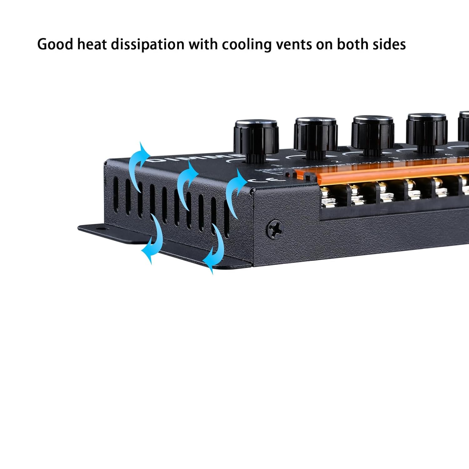 TOPAI Five Knob LED Strip Dimmer, Independent 5 Channel Control, PWM Dimming Controller, Output DC 12V-24V Max 50A, Brightness Adjuster for Single Color LED Lights - Image 7
