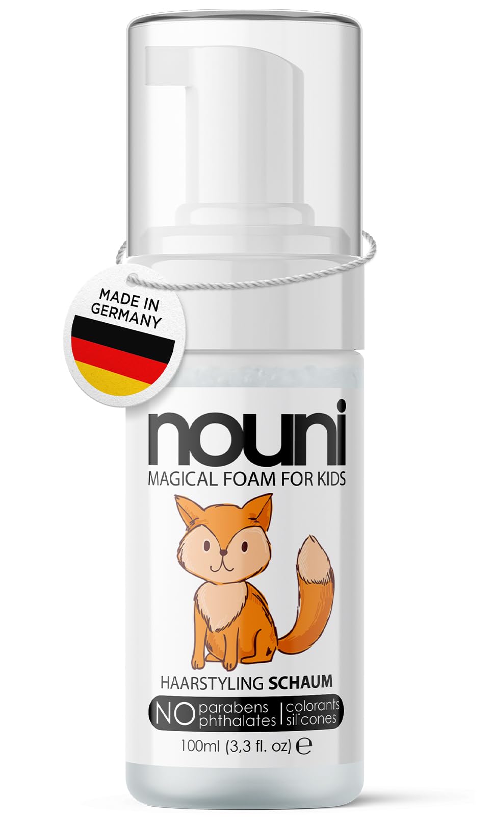 Espuma de peinado para niños | fragancia neutra | sin parabenos, siliconas, sulfatos ni colorantes | vegana | para niñas y niños | nouni kids | 100ml