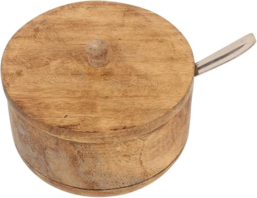 Miniatura 5 de Azucarero decorativo de madera rústica con tapa de boca ancha para dulces y especias para condimentos, frutos secos, recipiente para servir sal,