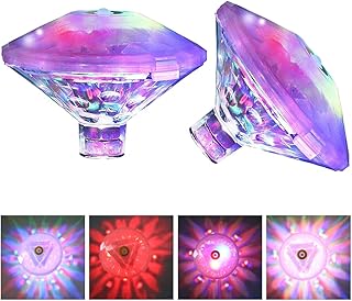 REDGO Bath Lights Floating Pool Light LED RGB Disco Light Waterproof Underwater Lamp Decorative Hot Tub Lights Pond Swimming Pool Lights Child Bath Toys 2 Pieces