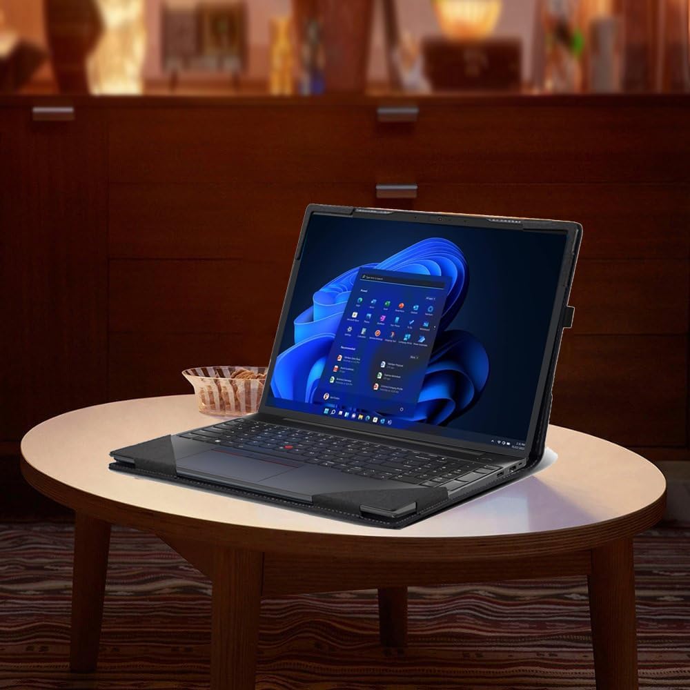 Laptop Case for Lenovo ThinkPad E16 Gen 3 Intel [Note Other Models] All Inclusive Drop Case 16" PU Leather Protective Laptop Bag Detachable Shell (Dark Gray)