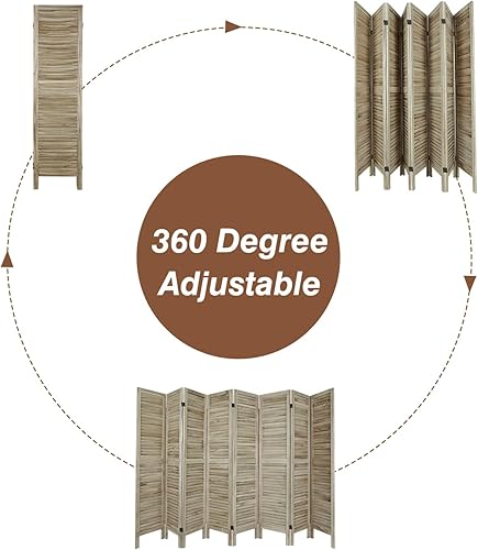 Miniatura 4 de Babion Divisor de habitación de 8 paneles, separador de habitación de madera de pared temporal, separadores de habitación plegables extra anchos y