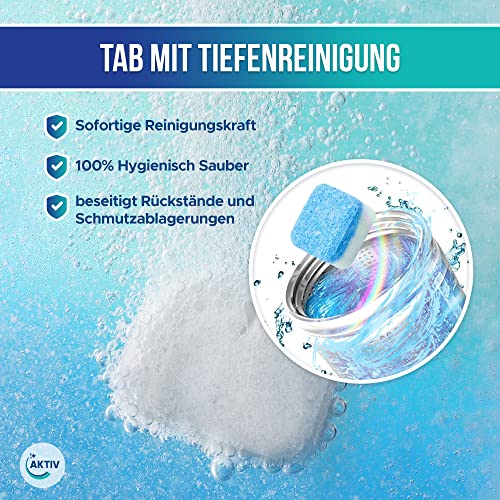 Aktiv 24x Waschmaschinenreiniger Tabs extra stark gegen Geruch & Kalk - Waschmaschinen Reiniger mit Formel für Tiefenreinigung - Waschmaschine Hygiene Reinigung 1 Jahres Vorrat