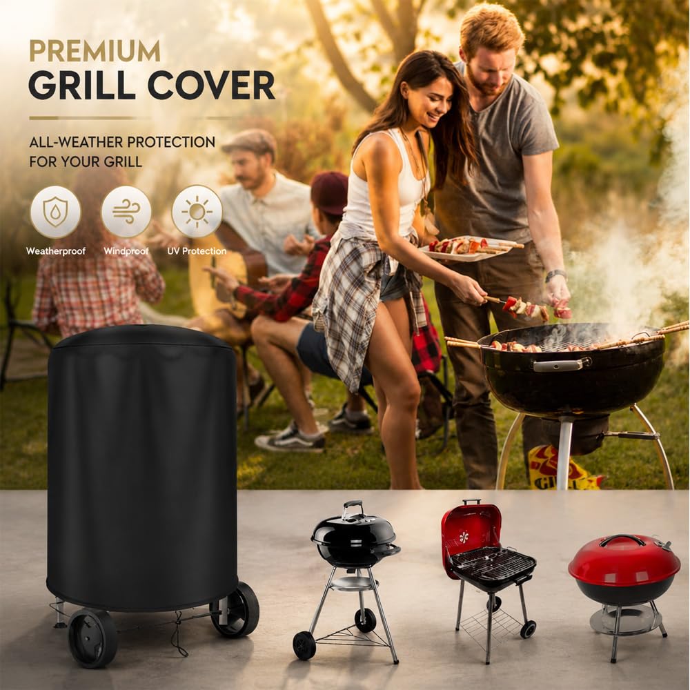 Okrągły pokrowiec na czajnik do Weber Master-Touch GBS E-5750 57 cm 2015-2026, wytrzymały wodoodporny pokrowiec na czajnik węglowy, osłona na grill, szara