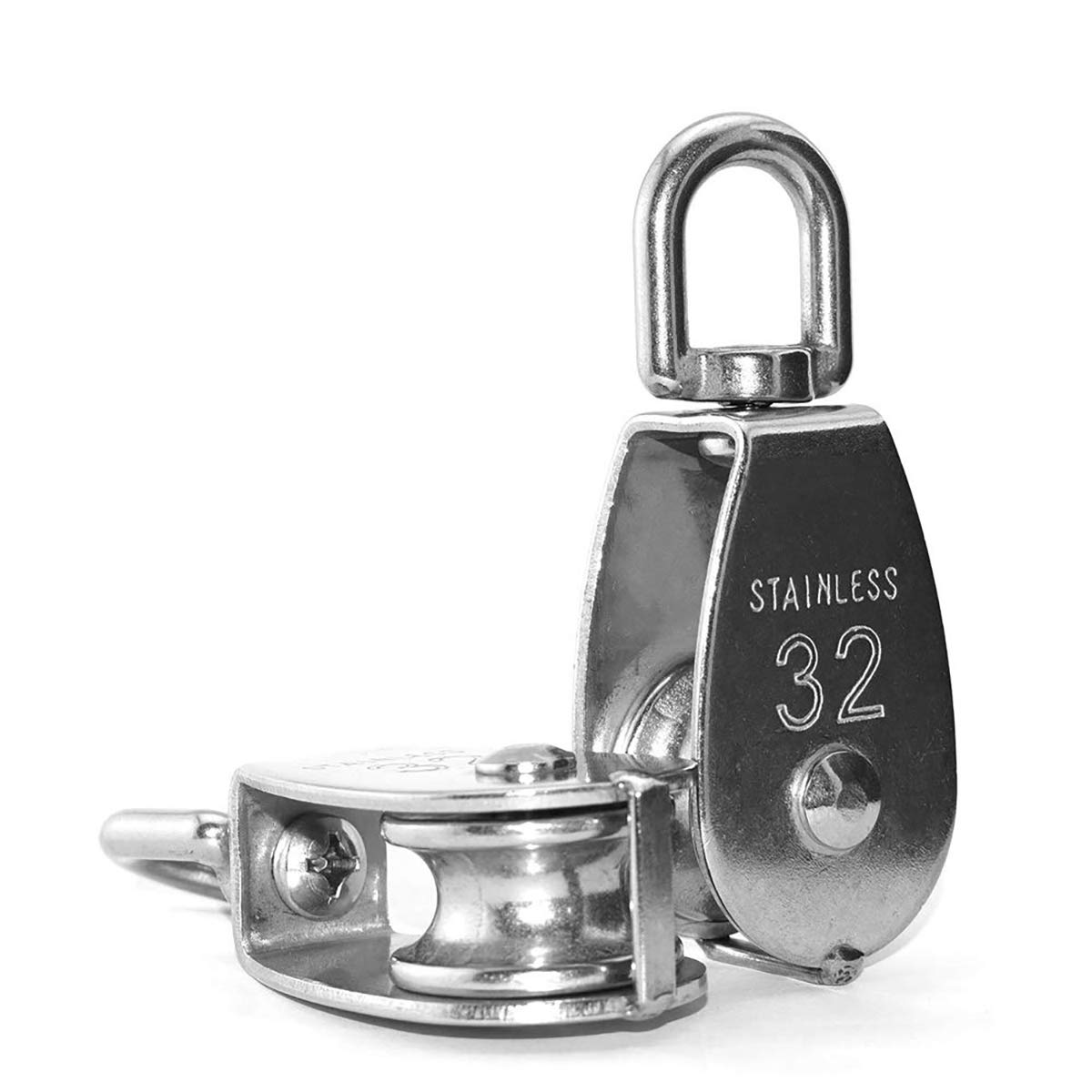 2x Umlenkrolle 32mm Aus Edelstahl – 250kg Tragkraft, 360° Drehbar Für Seile, Garagen, Kajaks & Mehr – Silber