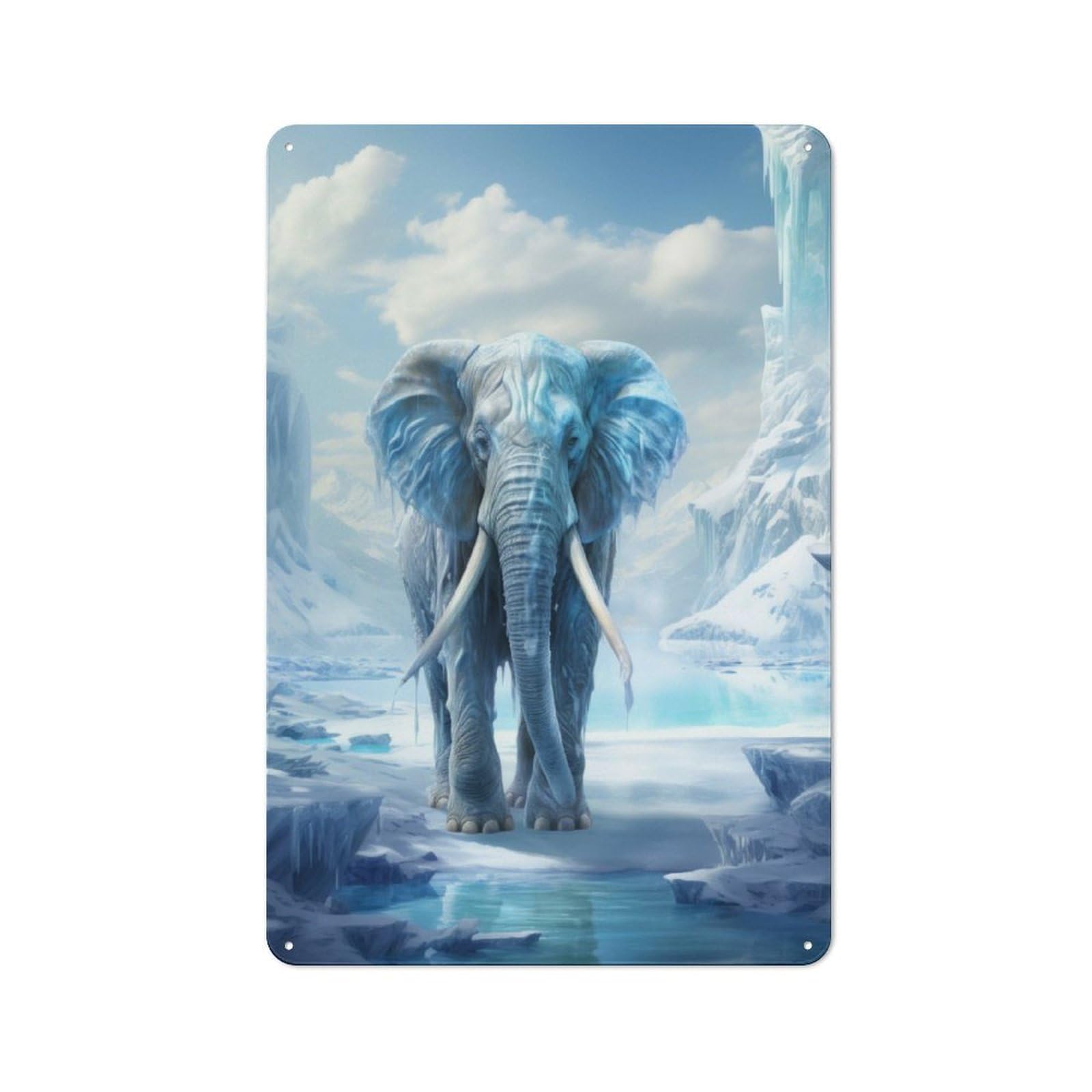 Junmoney Fantasy Frozen Elephant Tin Wall Sign 30X20cm, Character Room Wall Plaque For Bedroom, Kitchen, Office Or Living Room