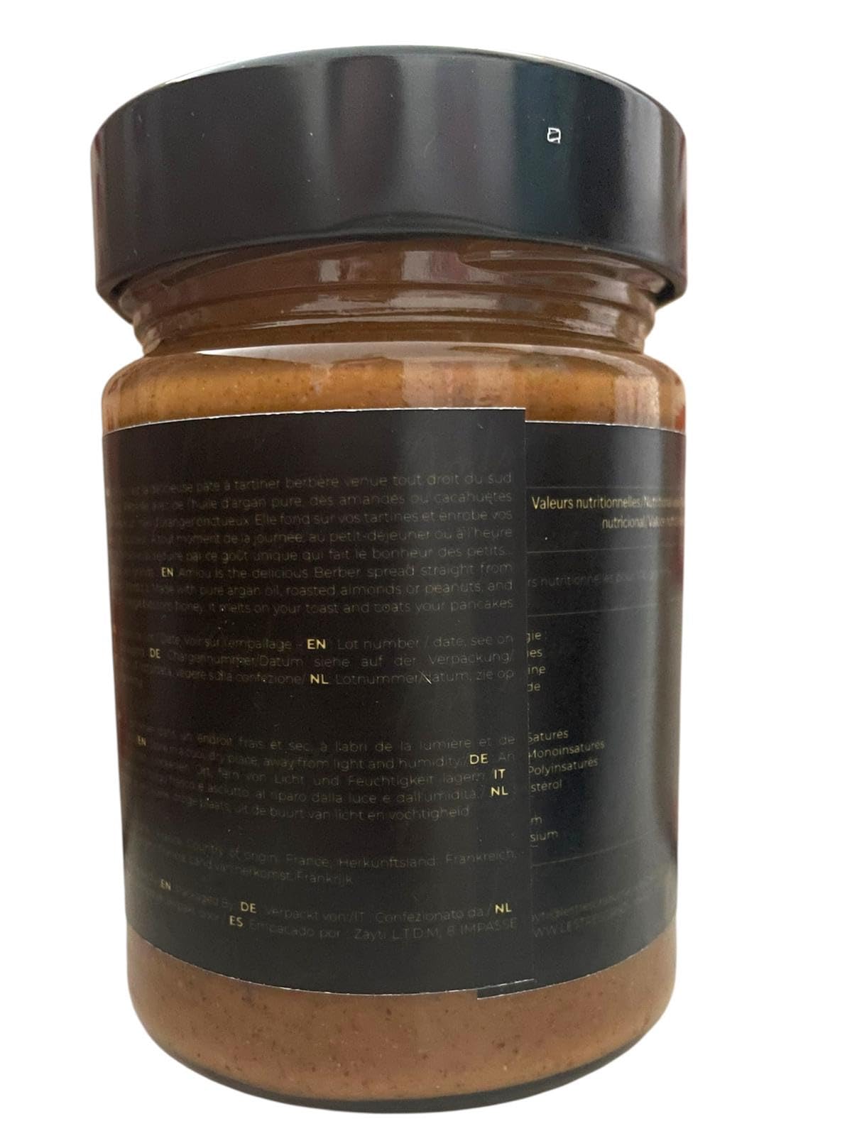 Pâte à tartiner 100% naturelle, amlou aux amandes à l'huile d'argan et miel d'oranger - Pâte à tartiner 100% Pur & Naturelle - Pot de 400g