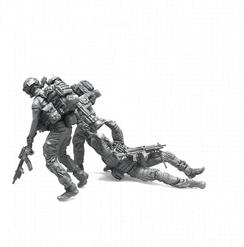 Miniatura 6 de Risjc 1/35 Tema militar Comando de Rescate Camaradas en armas Kit de modelo de resina (3 personas, sin base) sin montar y sin pintar Mini soldado