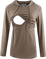 Vista 118 de GINKANA Sudadera con capucha para mujer, manga larga, lactancia materna, ropa casual