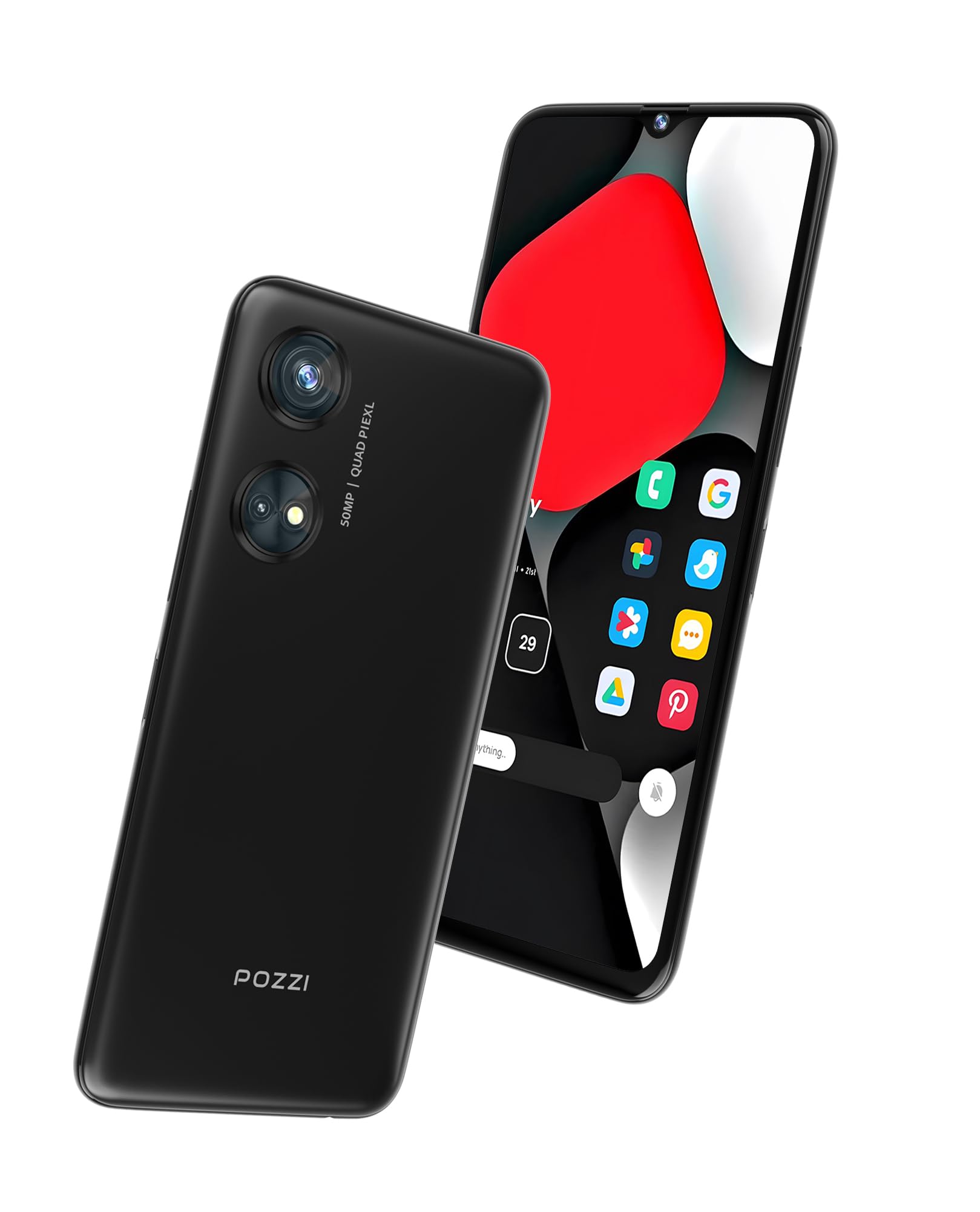 POZZI Turbo 6.79” HD+ Display | 128GB + 6GB RAM | 4G LTE Unlocked Smartphone | Android 14 | Octa Core Processor | 50MP Camera | 5,000 mAh Battery | Dual Nano SIM | Black | Compatible with T-Mobile