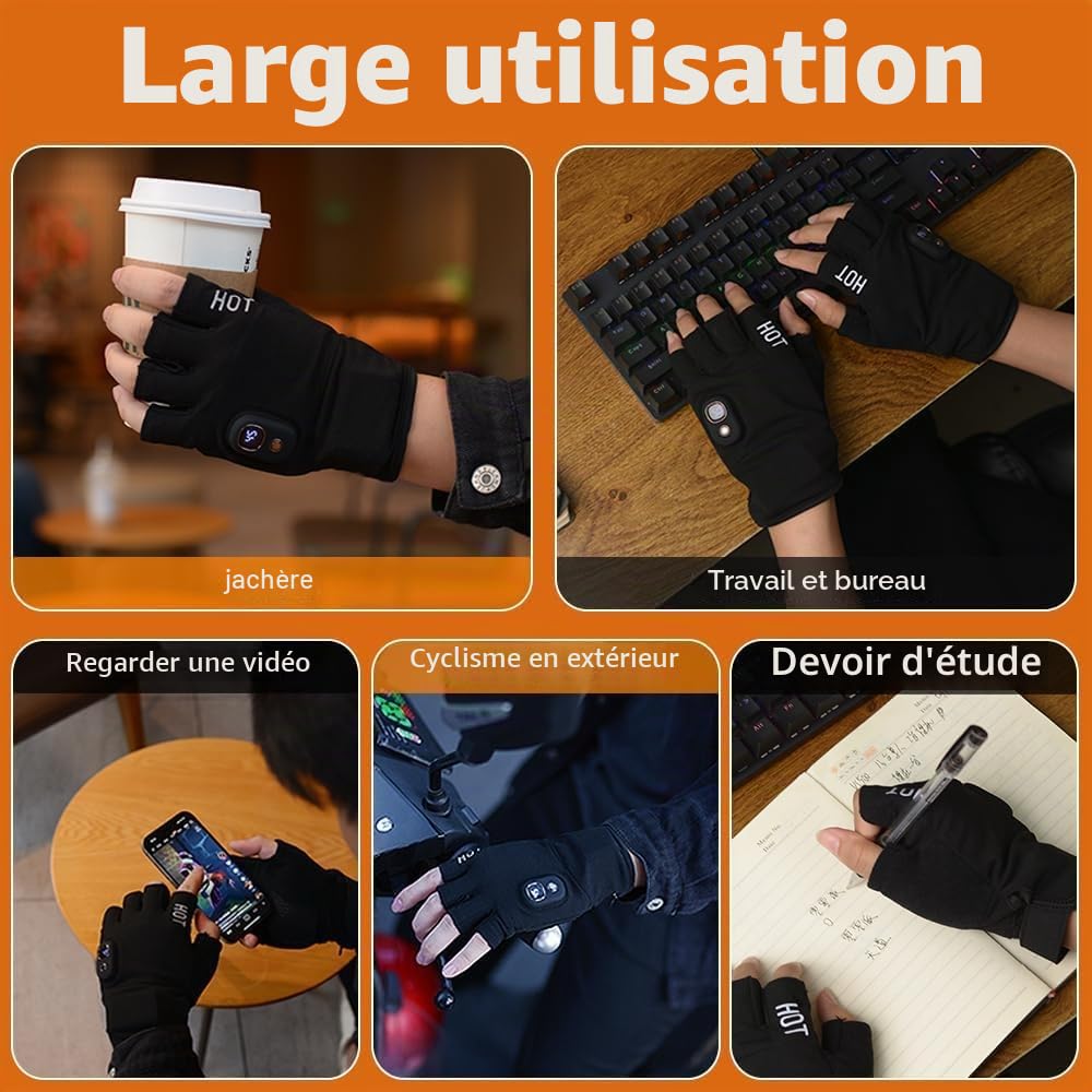OBEST Gants Chauffants Rechargeables,Gants Chauffants Moto pour Homme Femme,3 Niveaux de Chaleur,Imperméables Écran Tactile pour Moto, Vélo, Ski, Patinagegants,Escalade